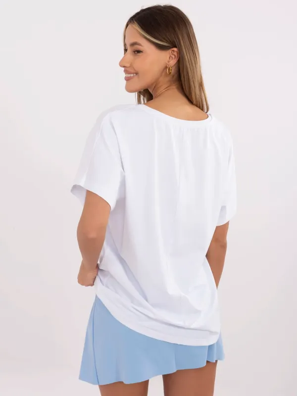 T-shirt oversize z nadrukiem w stylu college