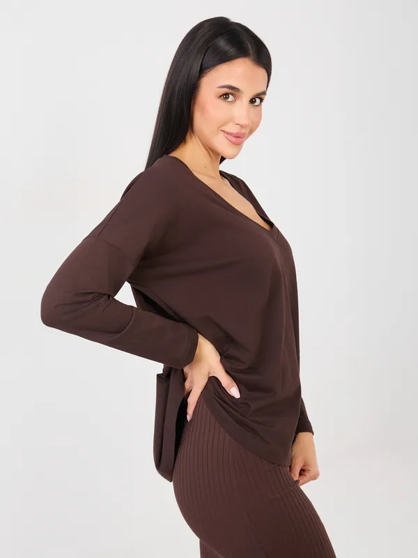 Casualowa bluzka z dekoltem w serek oversize - widok 2