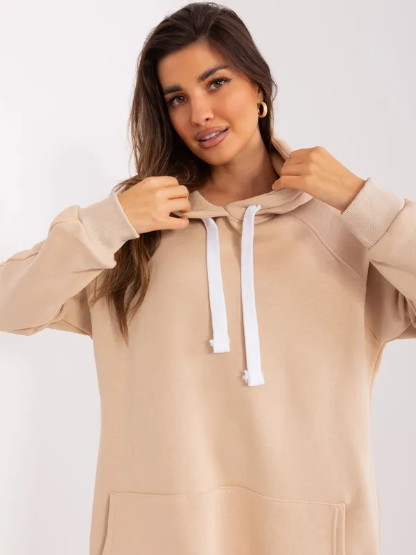 Brązowa dresowa bluza basic z kapturem