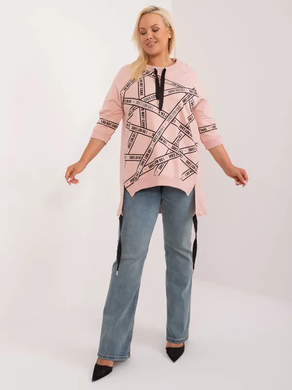 Casualowa tunika oversize z nadrukiem i kapturem