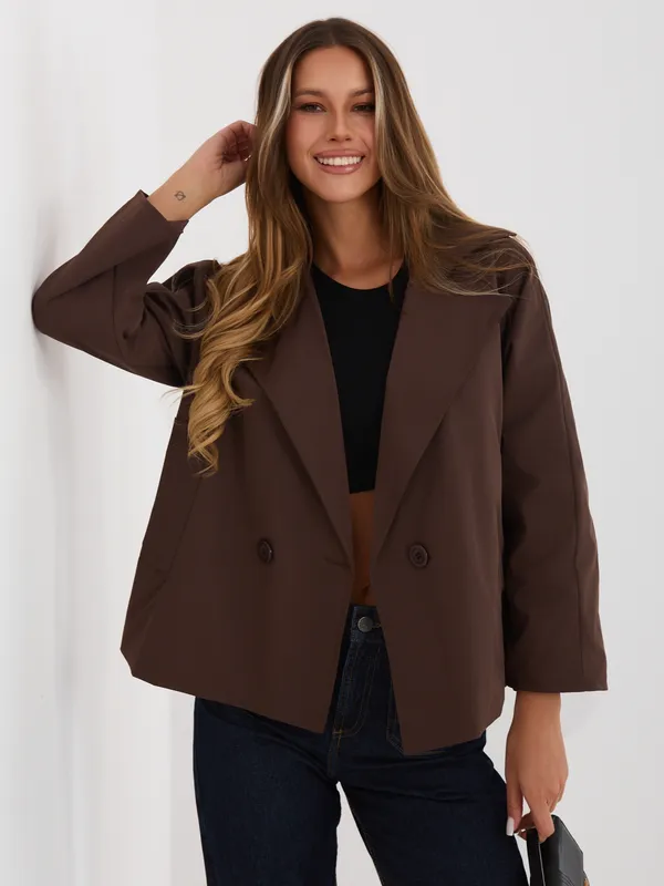 Krótka dwurzędowa marynarka o kroju pudełkowym - widok 2