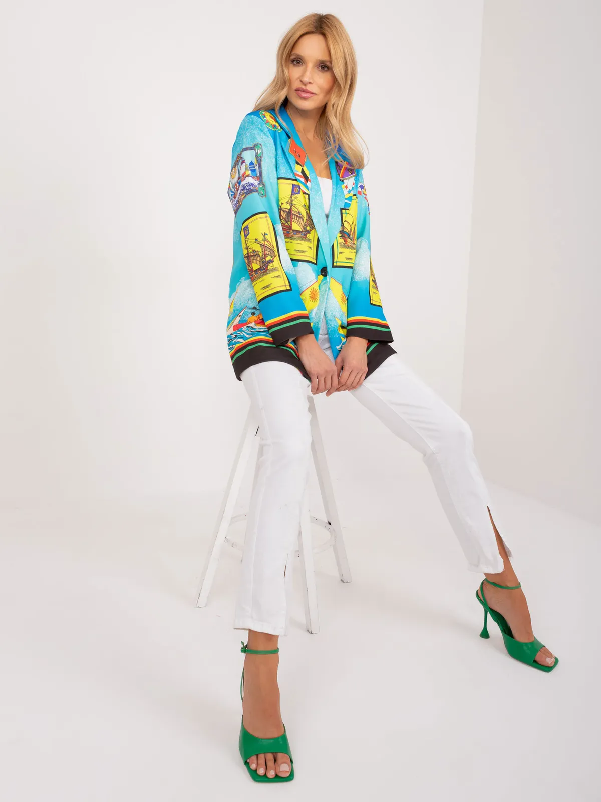 Oversize’owa marynarka z wyrazistym żeglarskim printem - zdjęcie 1