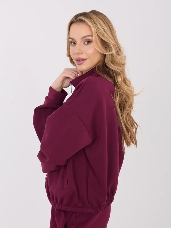Oversize bluza z wysokim kołnierzem zapinana zamkiem
