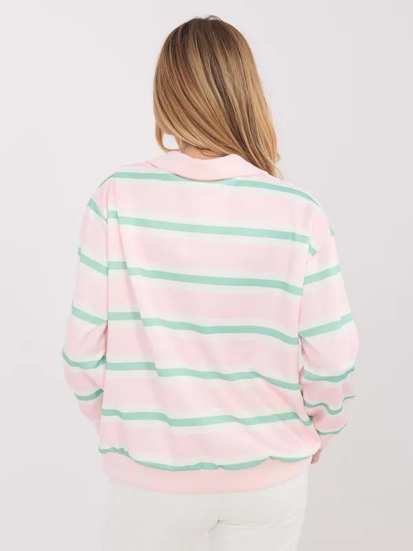 Casualowa bluza w paski z suwakiem pod szyją