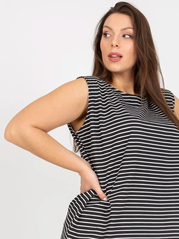 Biało-różowy top w paski - widok 2