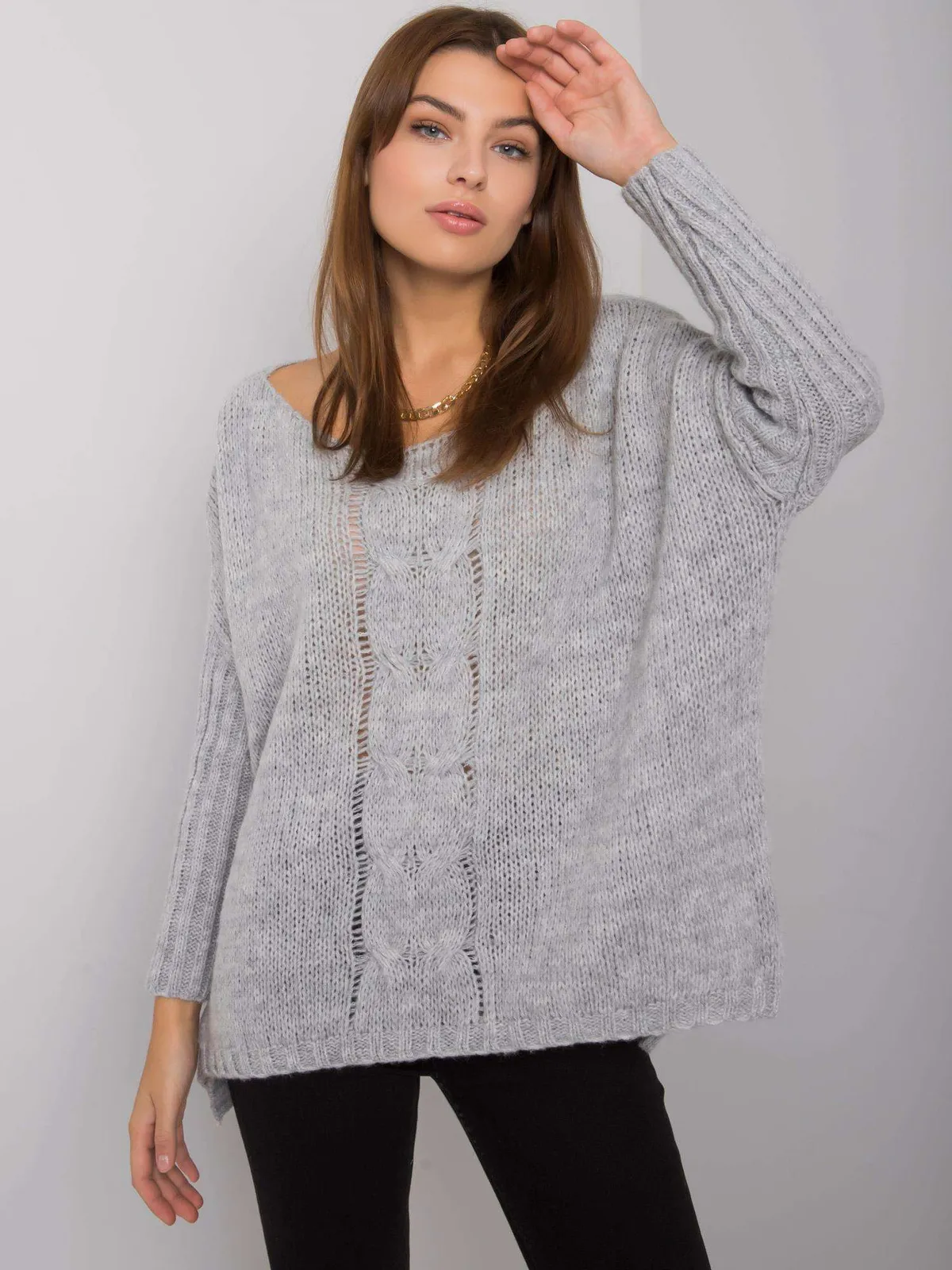 OCH BELLA Szary sweter oversize - zdjęcie 3