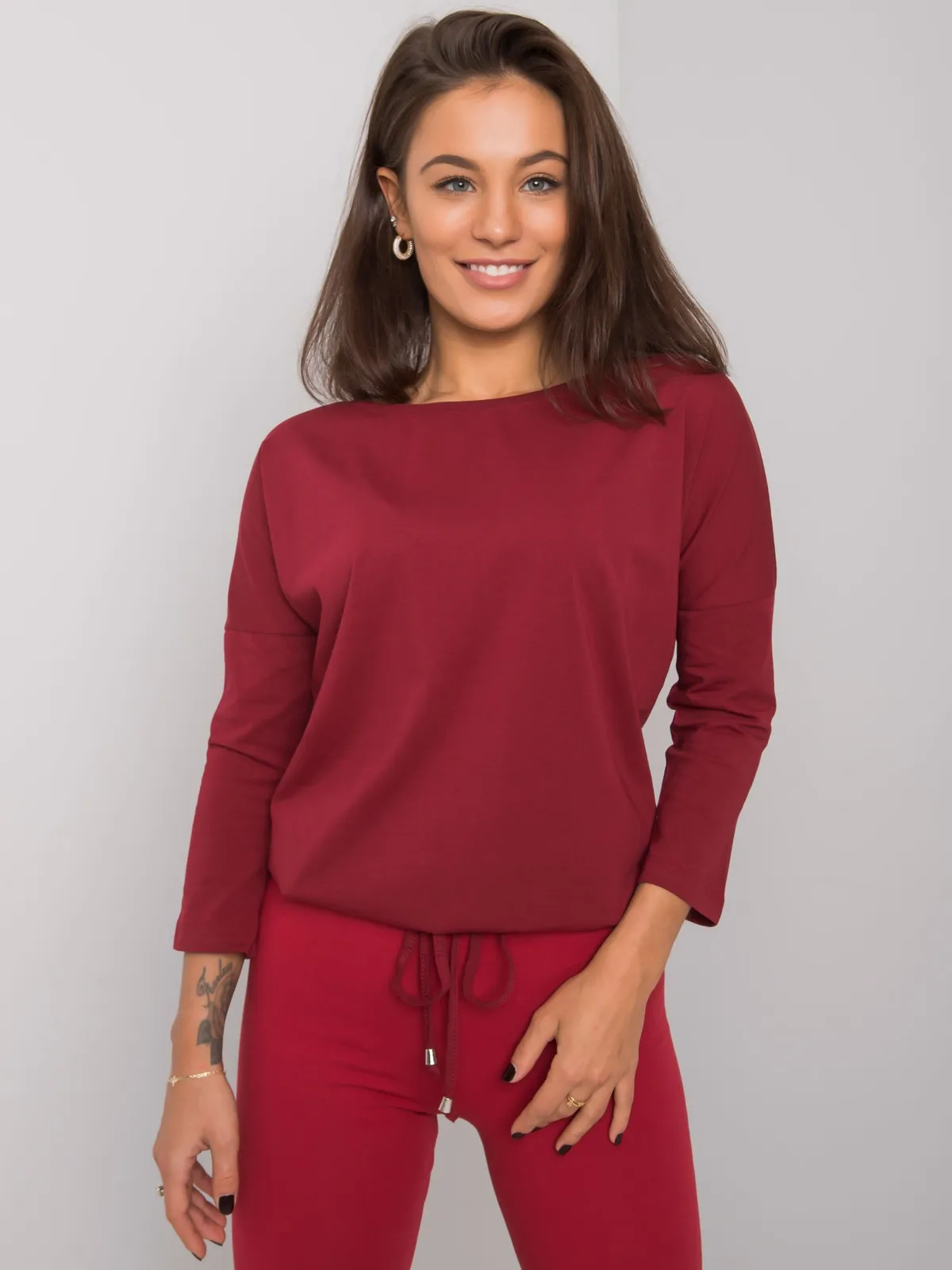 Bordowa bluzka Fiona - zdjęcie 2