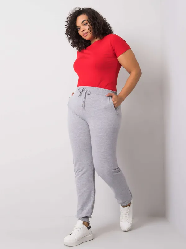 Czarne damskie spodnie dresowe plus size - widok 2