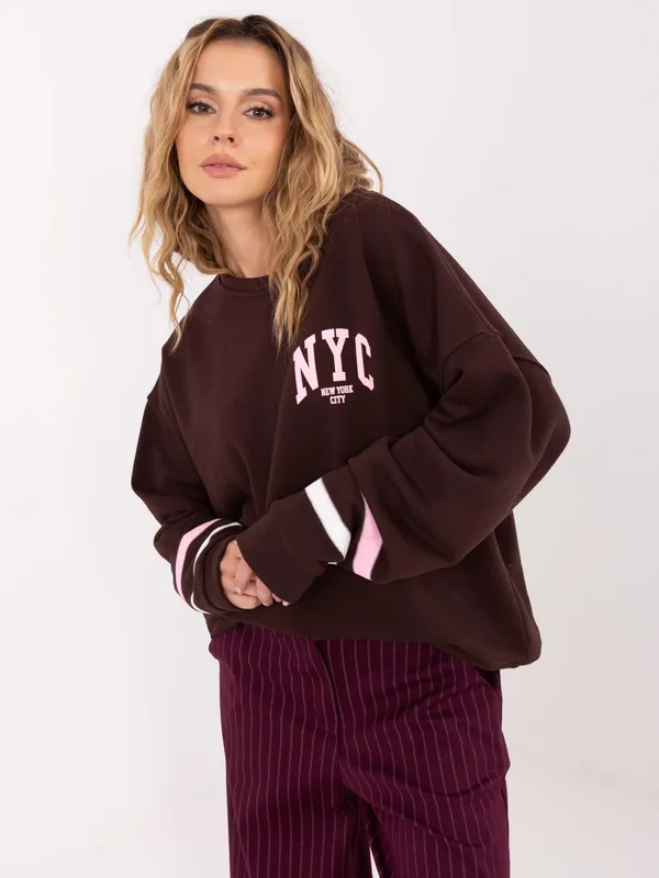 Casualowa bluza oversize z nadrukiem i pasami - widok 2