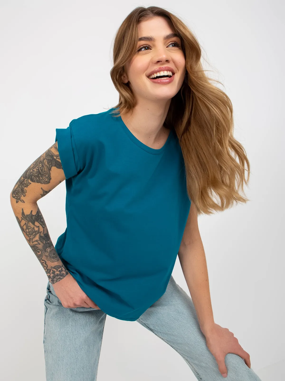 Morski damski t-shirt basic z bawełny Revolution - zdjęcie 5