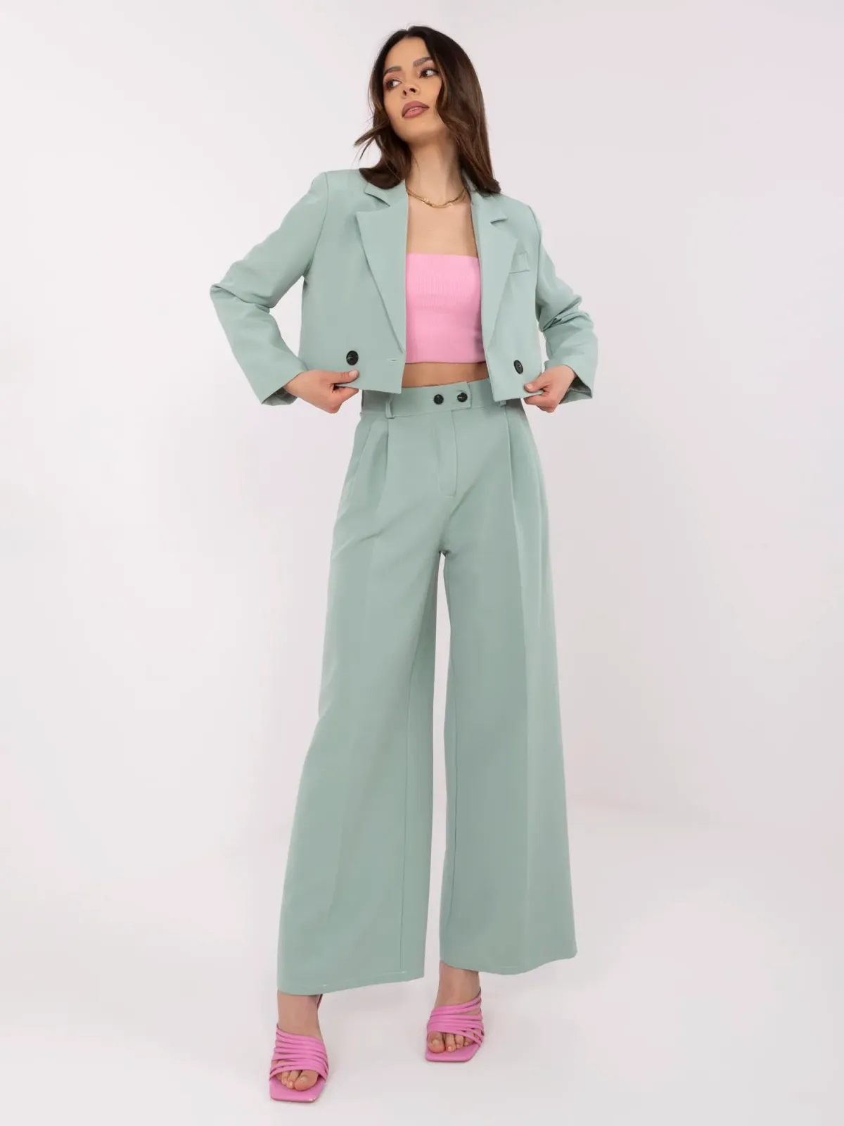 Komplet z krótką marynarką i spodniami palazzo - zdjęcie 1