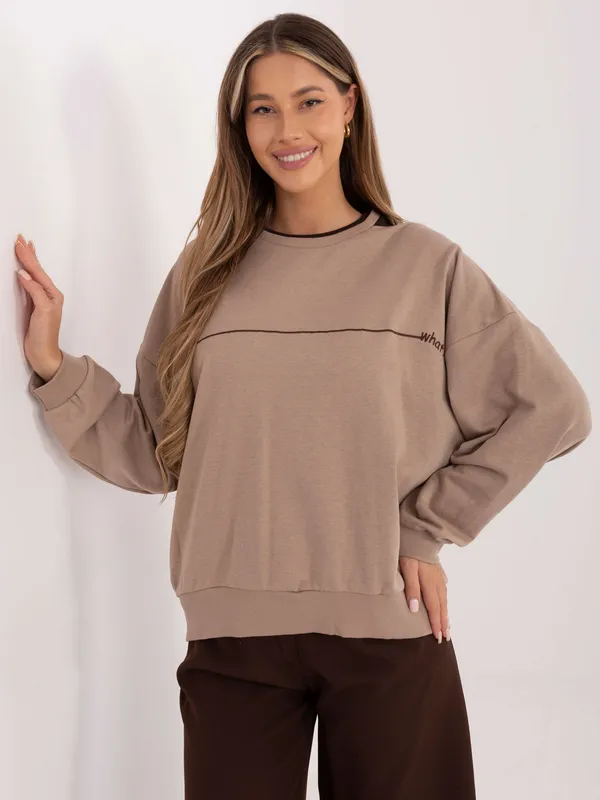 Casualowa bluza oversize z napisem i przeszyciami - widok 2