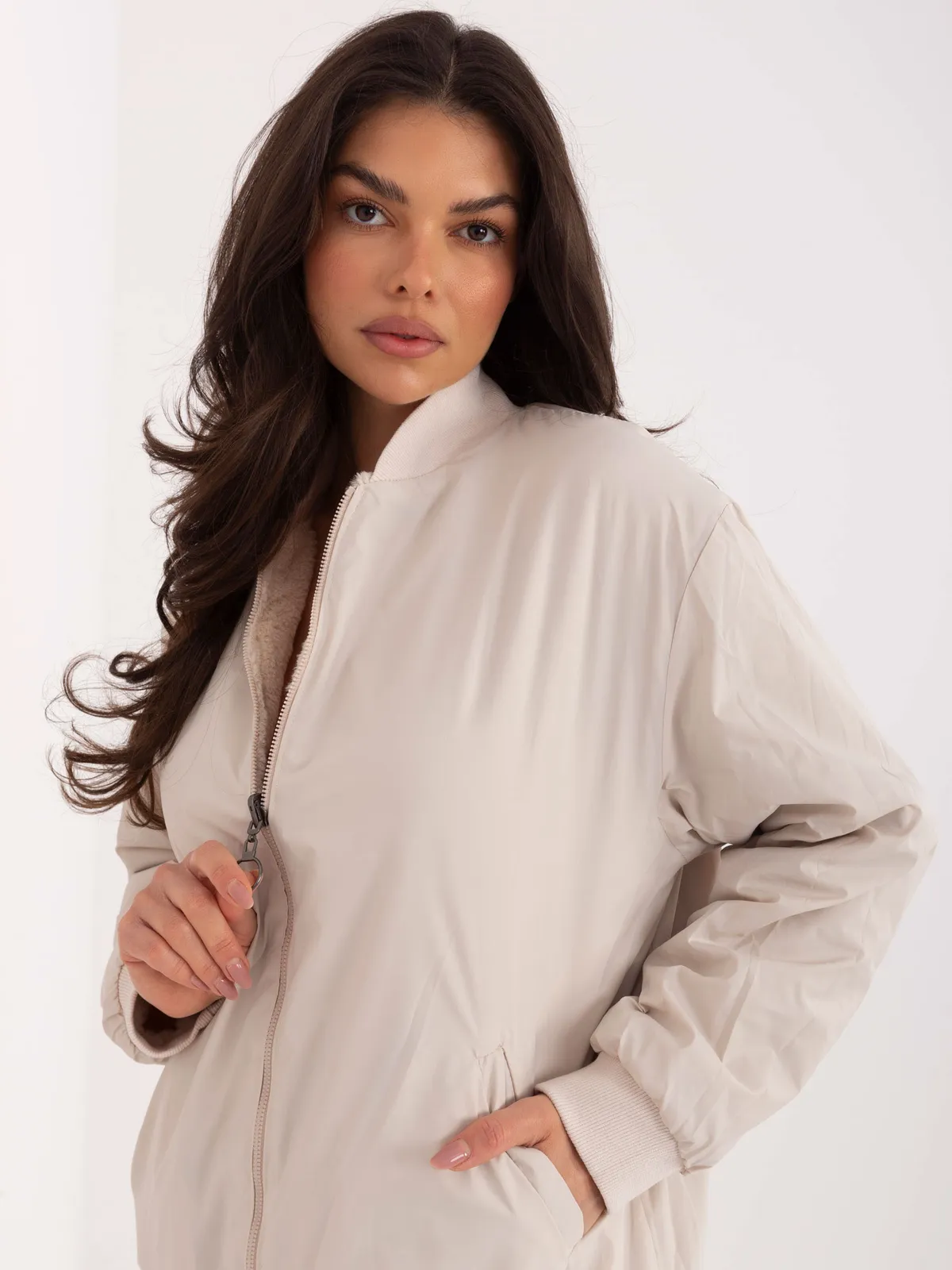 Dwustronna kurtka typu bomberka z suwakiem - zdjęcie 1