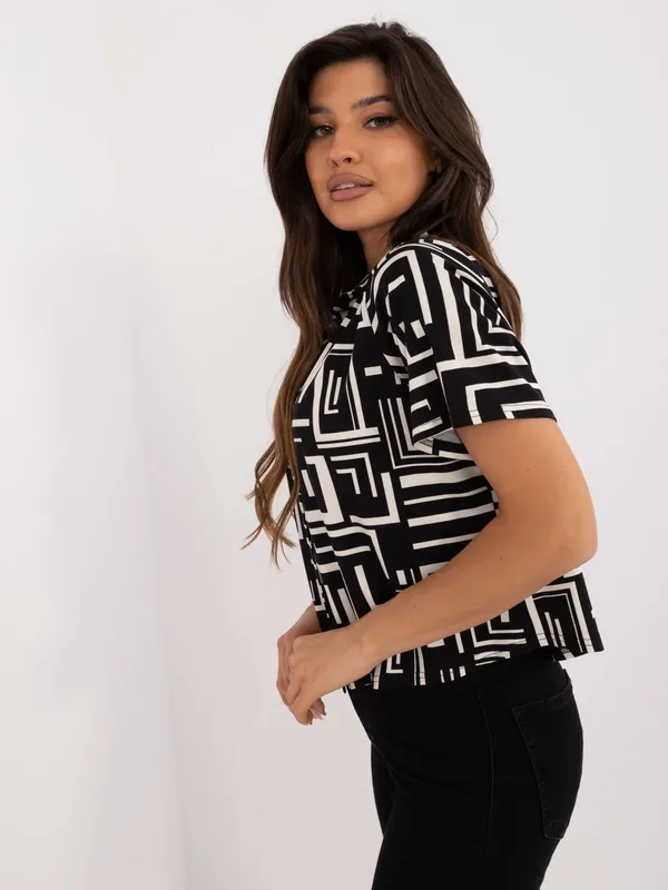 Koszula z krótkim rękawem o geometrycznym wzorze - widok 2