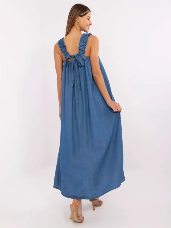 Sukienka maxi o kroju oversize z falbanami - widok 2