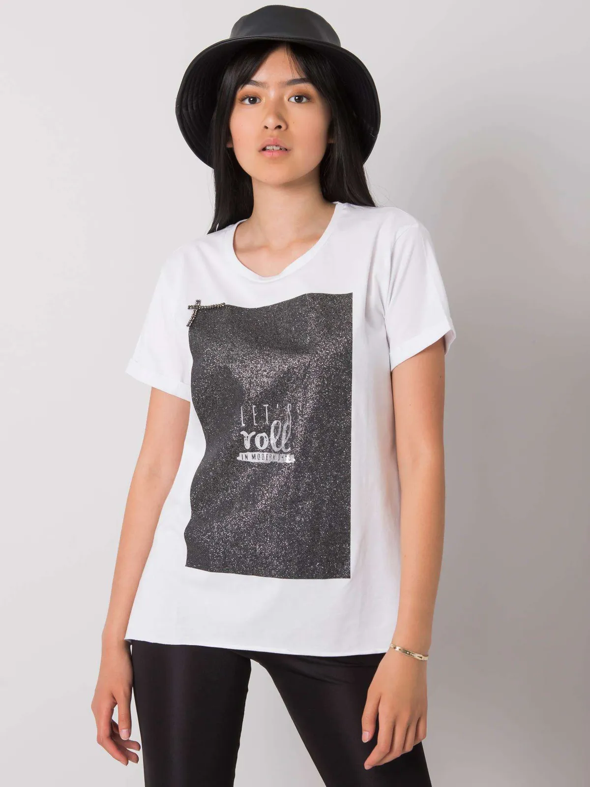 Biały t-shirt z bawełny - zdjęcie 2