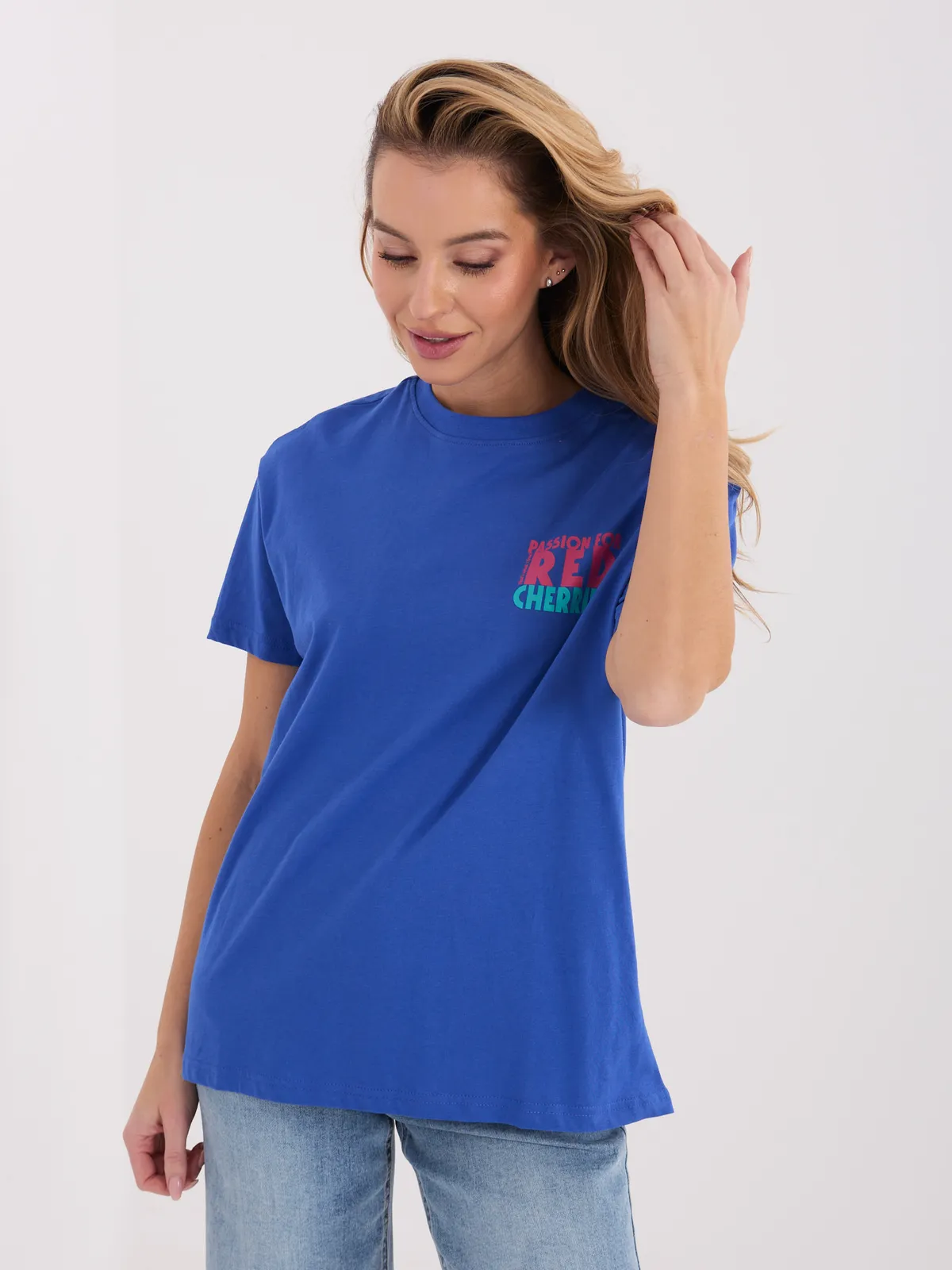 T-shirt oversize z wakacyjnym nadrukiem na plecach - zdjęcie 1