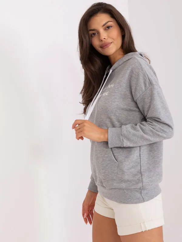 Ecru dresowa bluza kangurka z kapturem