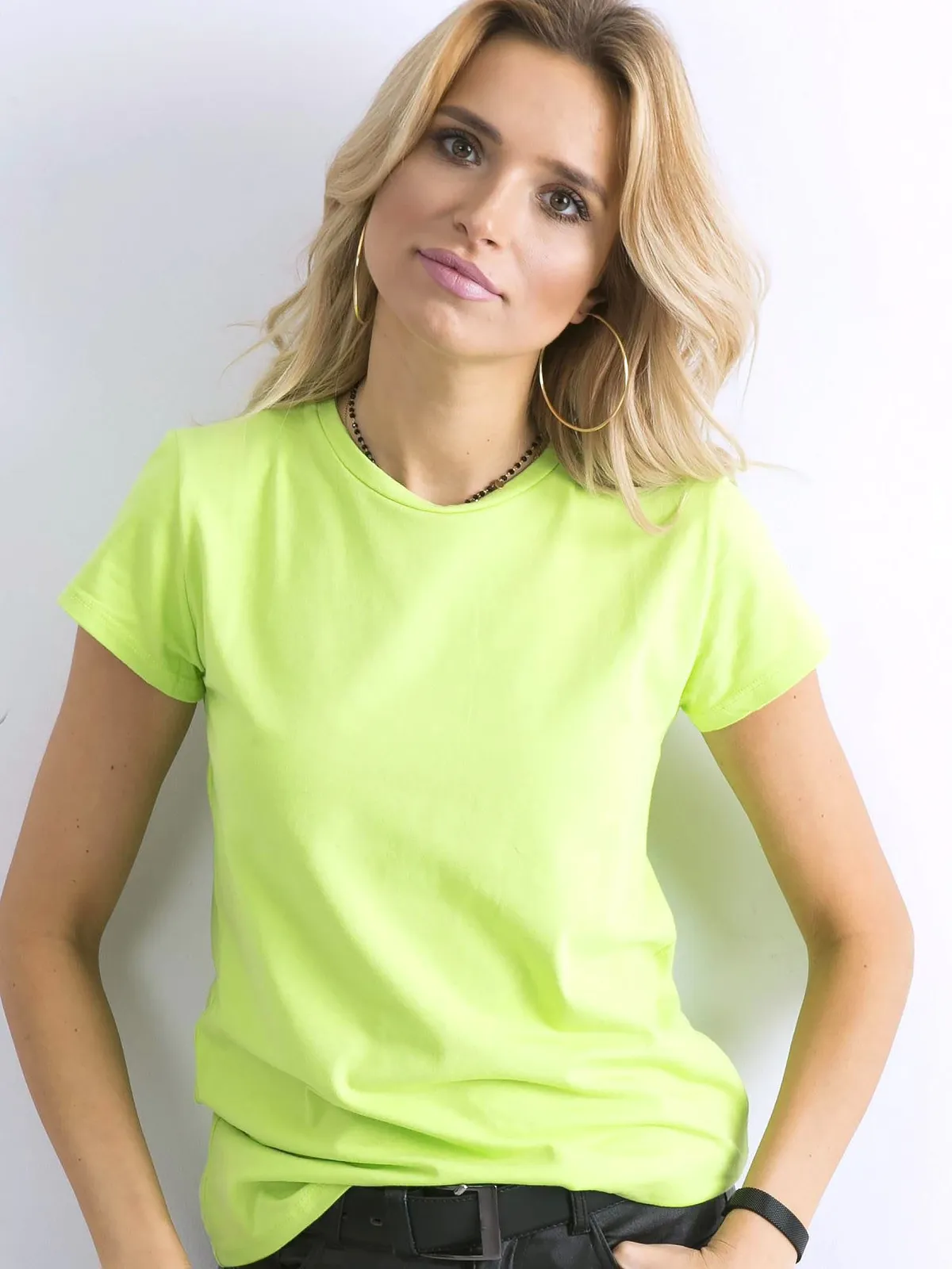 Fluo zielony t-shirt basic Peachy - zdjęcie 5