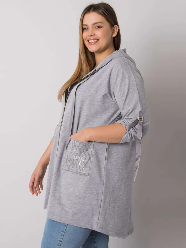 Rozpinana bluza oversize z kapturem i wiązanymi rękawami