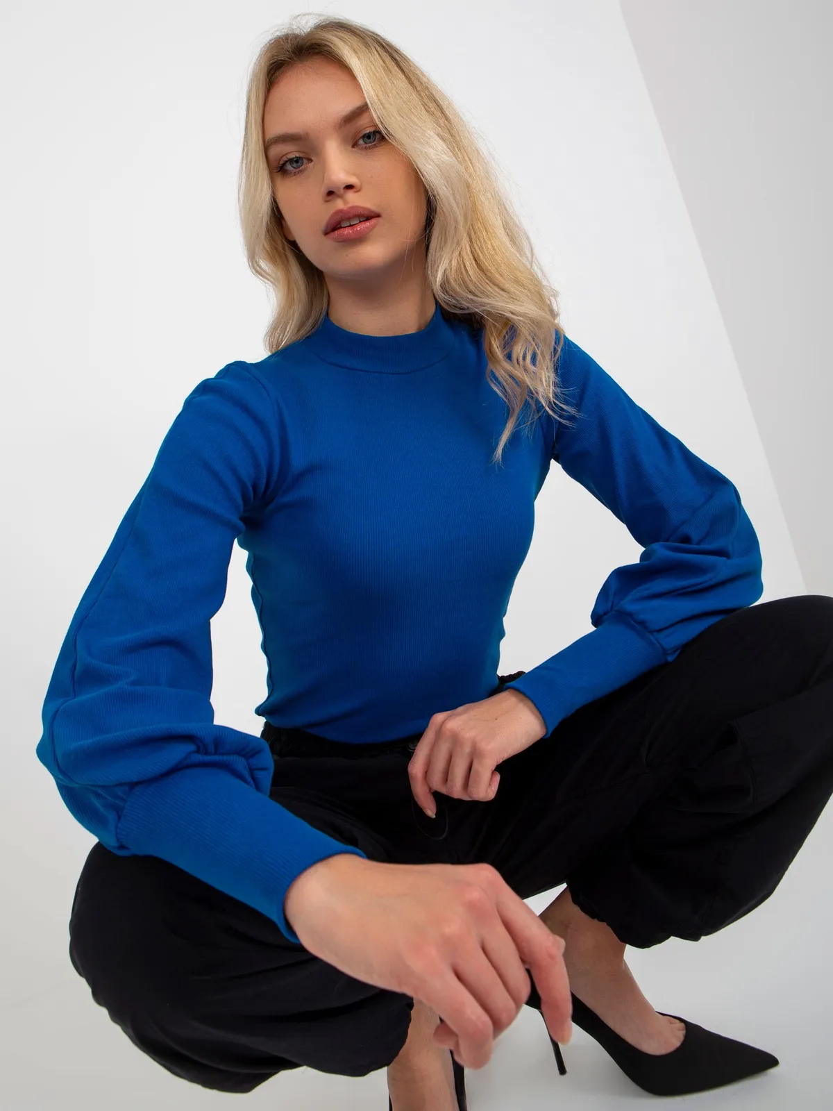 Jasnokawowa bluzka z bawełny RUE PARIS - zdjęcie 3