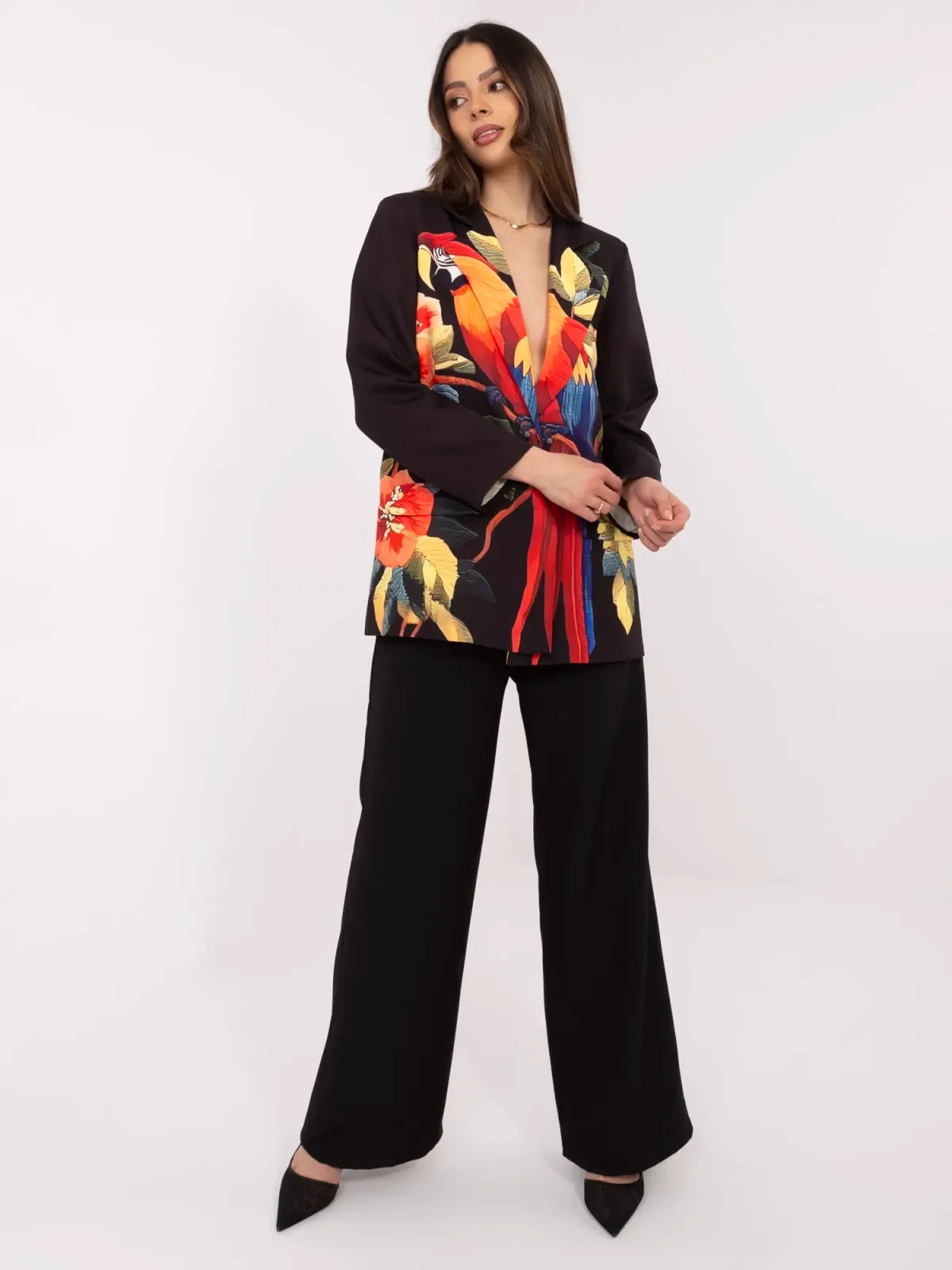 Marynarka oversize z wyrazistym motywem botanicznym - zdjęcie 1