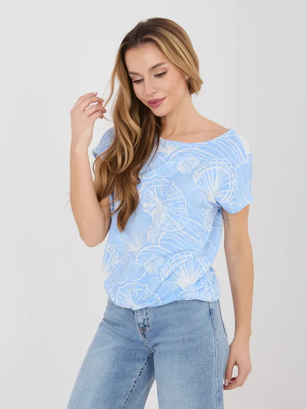 T-shirt o luźnym kroju z geometrycznym wzorem - widok 2