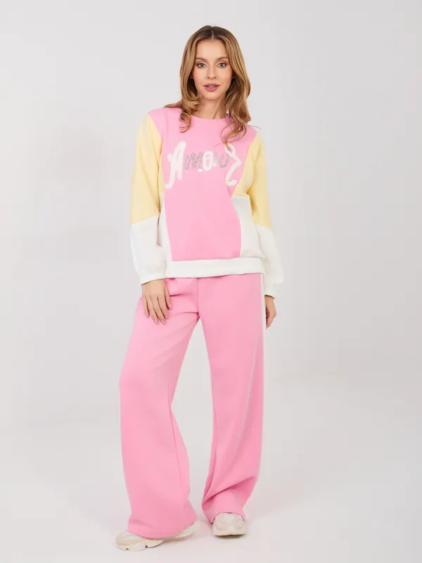 Casualowy komplet oversize z napisem i lampasami