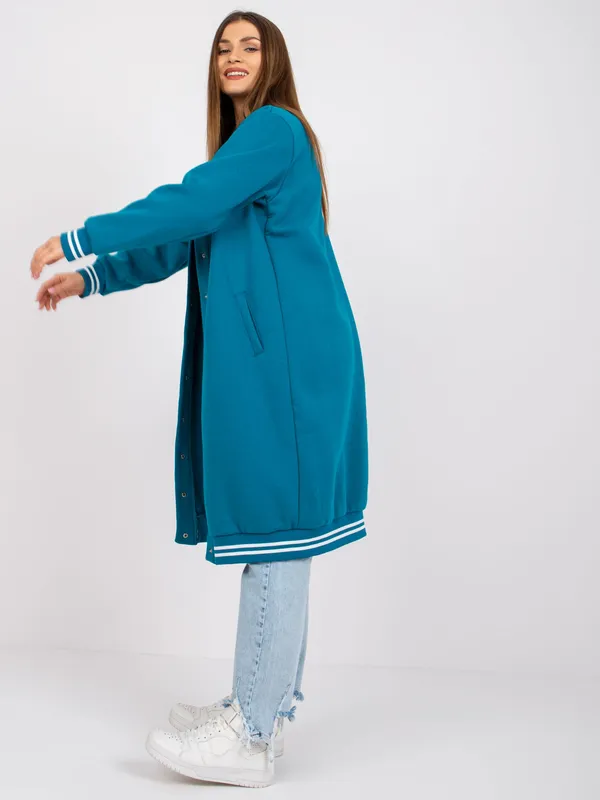 Długa bluza typu varsity zapinana na napy - widok 2