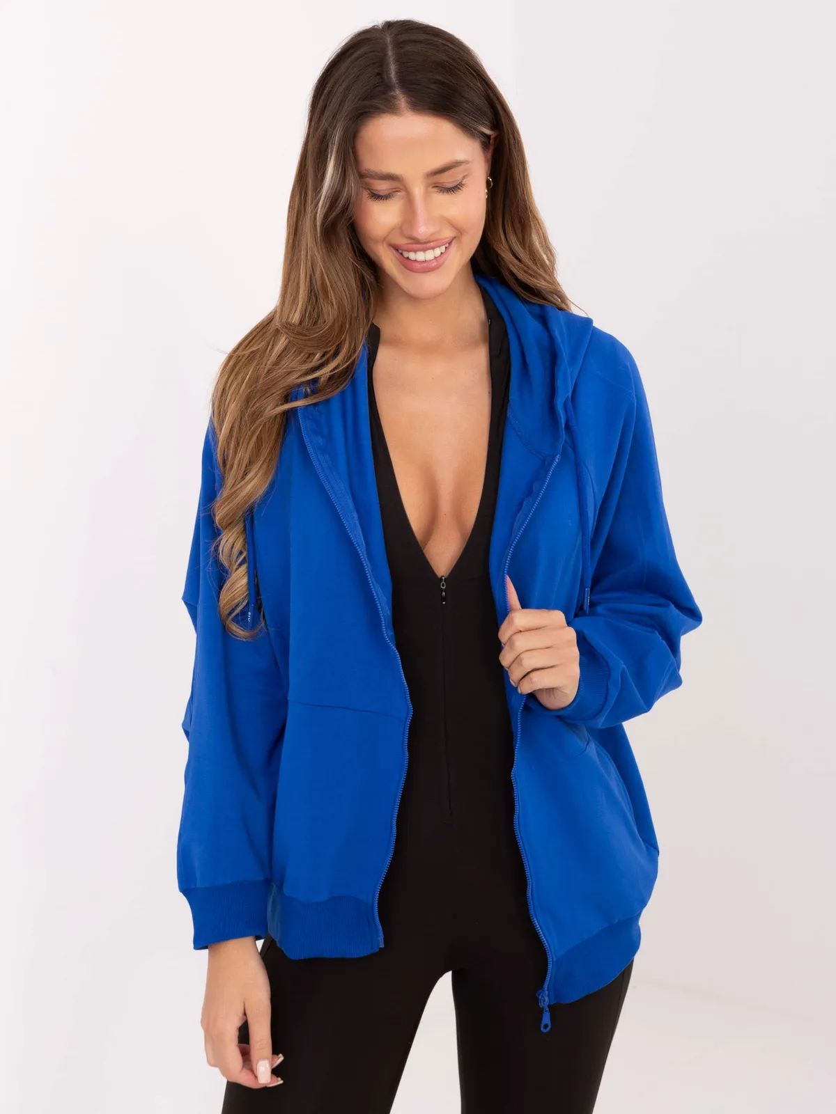 Casualowa bluza rozpinana z kapturem oversize - zdjęcie 1