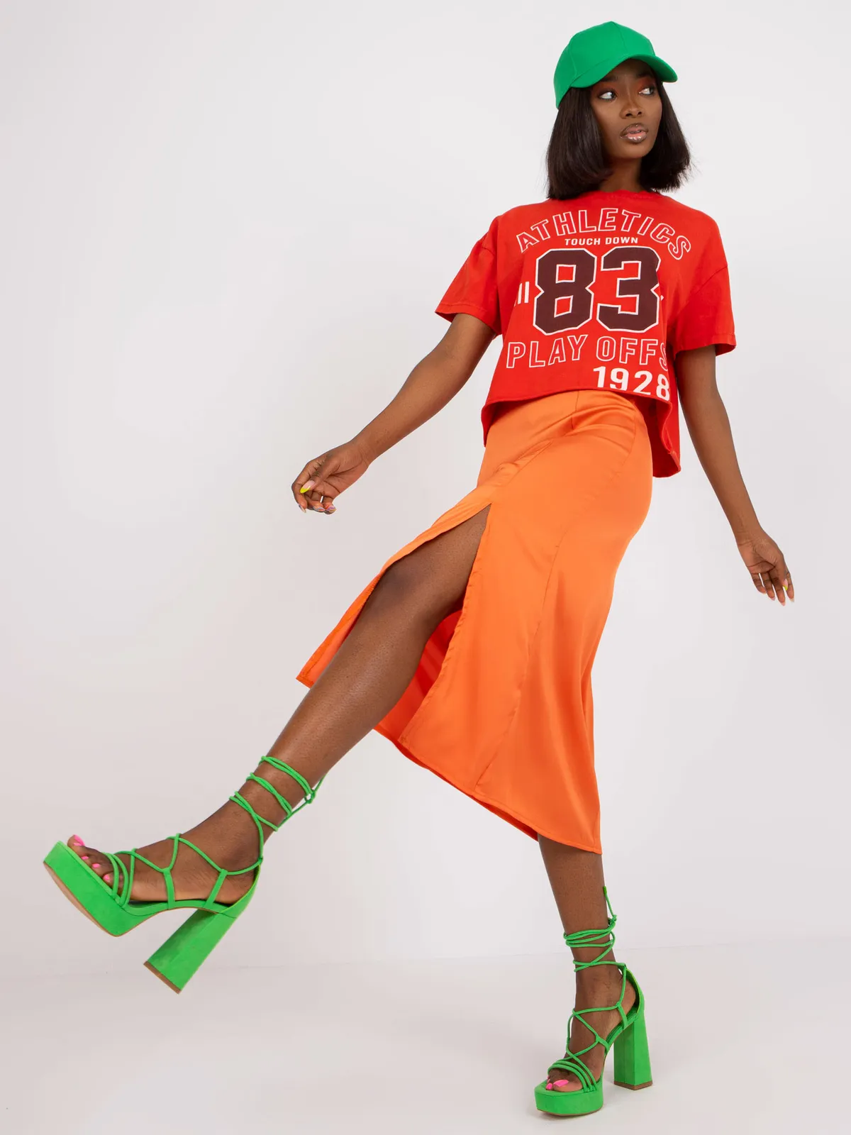 Ołówkowa spódnica midi z wysokim rozporkiem - zdjęcie 1