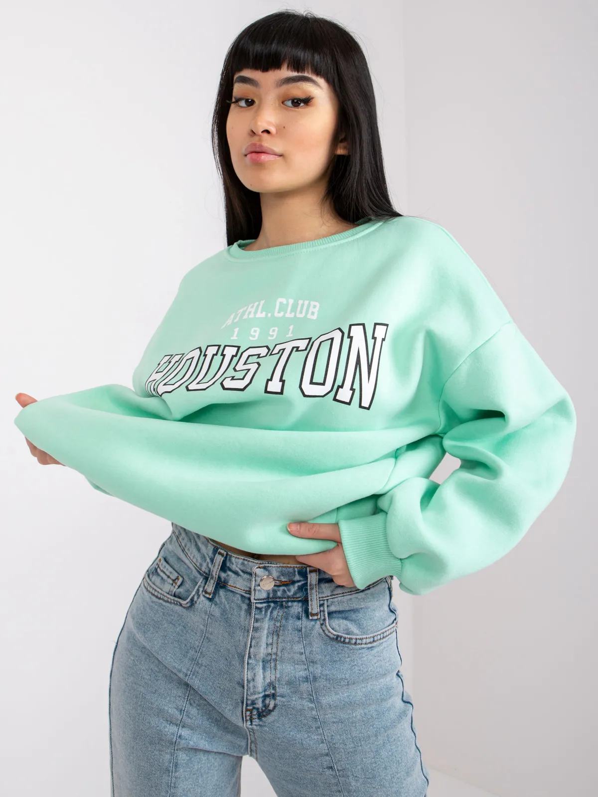 Bluza oversize w klimacie sportowym z nadrukiem - zdjęcie 1