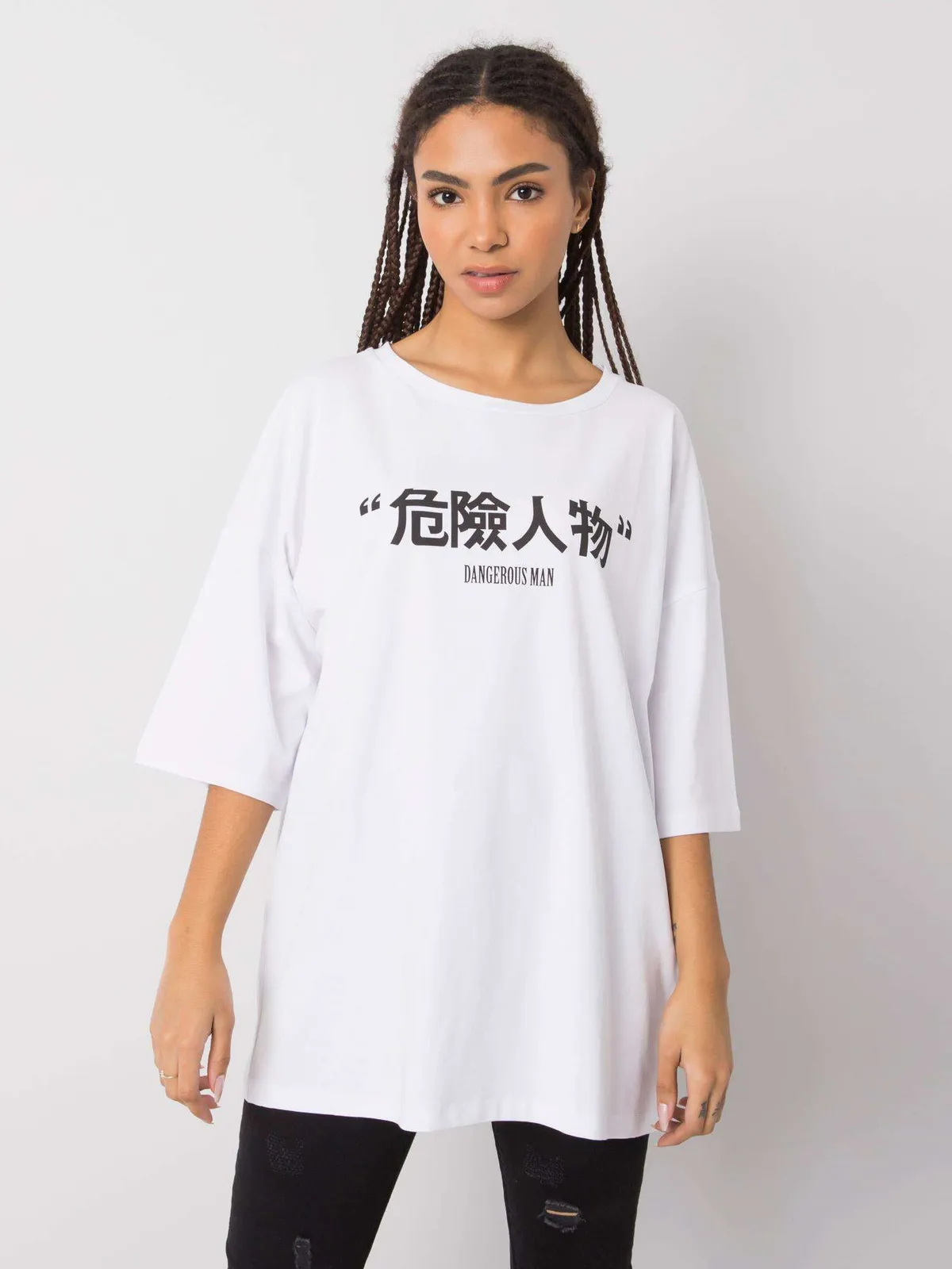 RUE PARIS Biały t-shirt z printem - zdjęcie 3