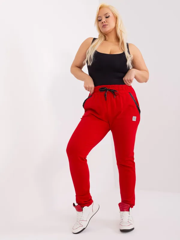 Casualowe spodnie dresowe z wiązaniem w pasie - widok 2