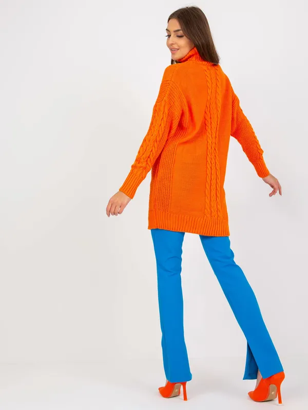 Pomarańczowa mini sukienka dzianinowa w warkocze RUE PARIS