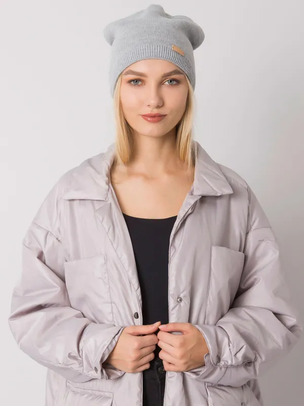 RUE PARIS Szara czapka beanie damska - widok 2