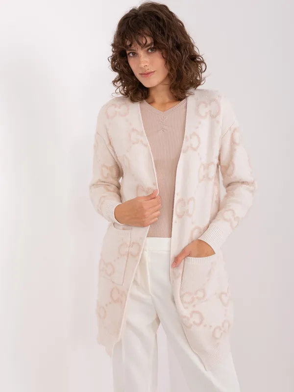 Jasnobeżowy kardigan damski z wiskozą