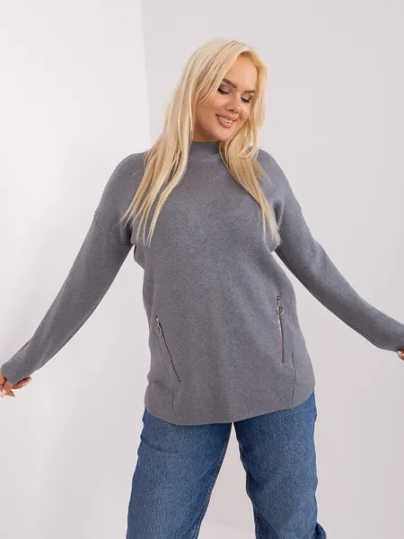 Czarny damski sweter plus size z wiskozą