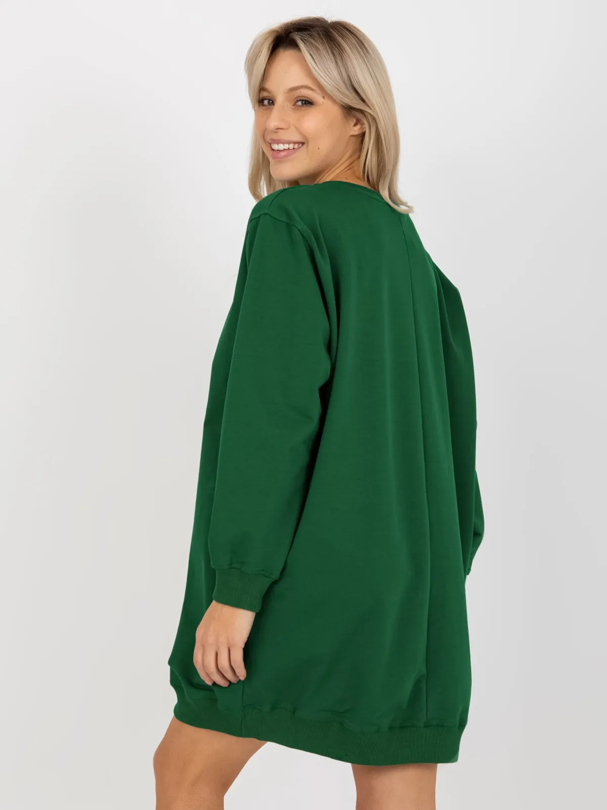 Ecru luźna bluza z nadrukiem i aplikacją z dżetów - zdjęcie 4