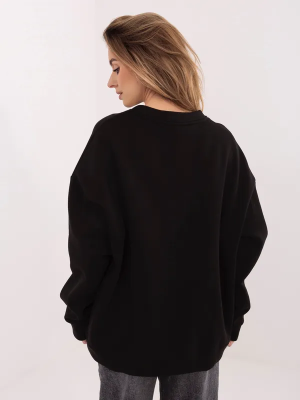 Bluza oversize z haftowanym napisem w stylu casual - widok 2