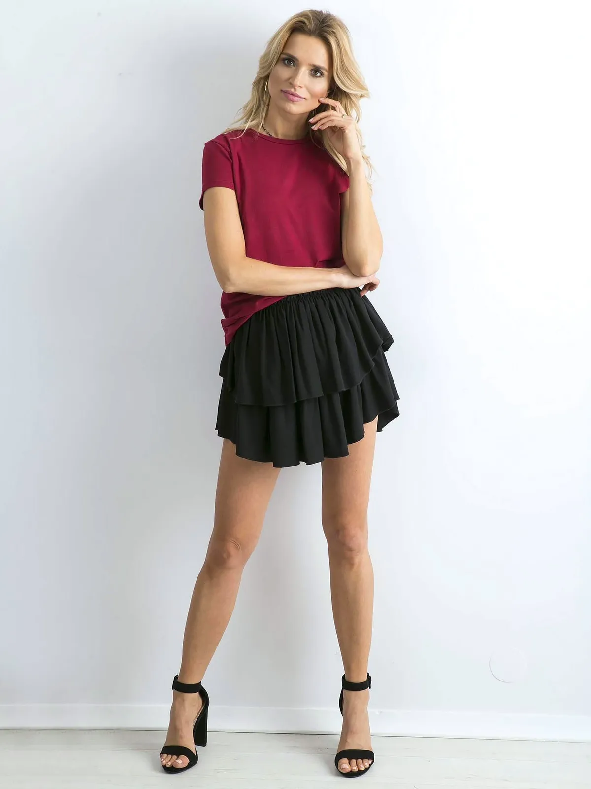 Bordowy t-shirt Peachy - zdjęcie 4