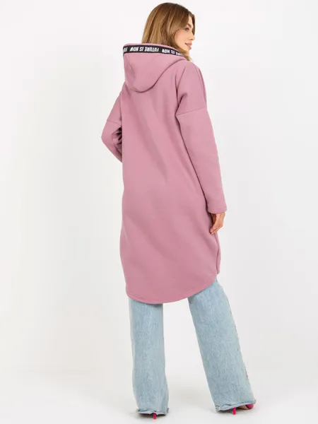 Hurtowna Fuksjowa długa dresowa bluza rozpinana oversize