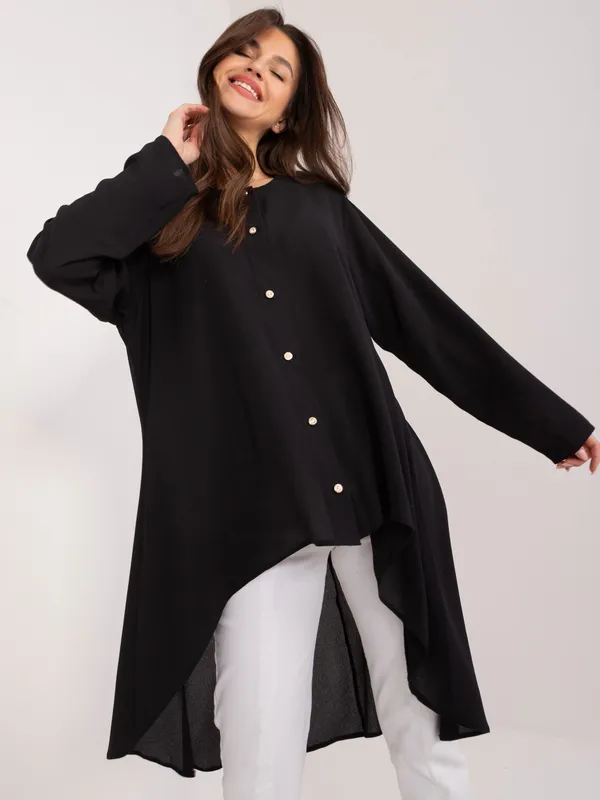 Asymetryczna koszula oversize o wydłużonym kroju - widok 2