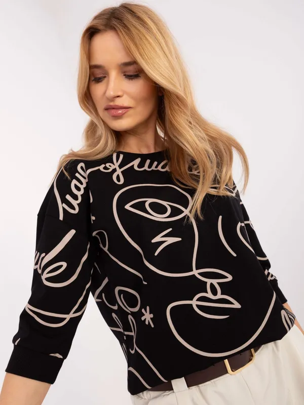Casualowa bluza z artystycznym nadrukiem oversize