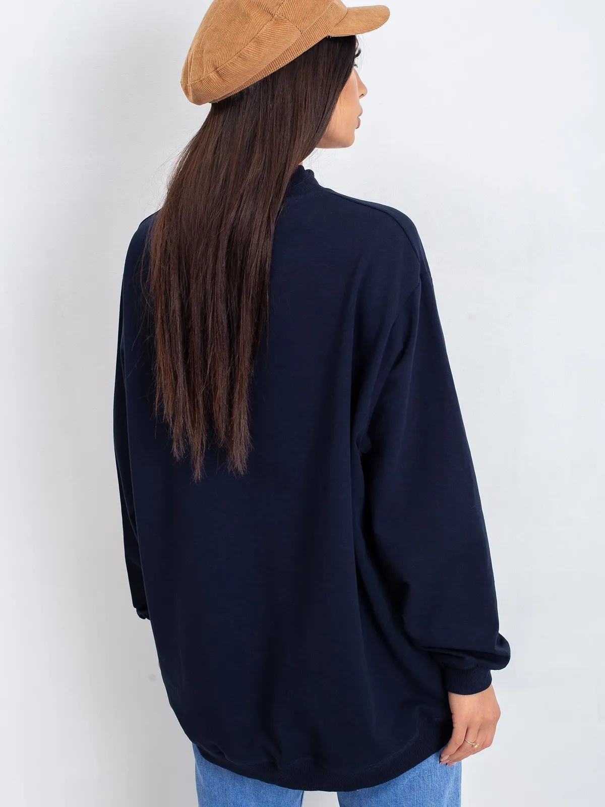 Granatowa bawełniana bluza basic - zdjęcie 3