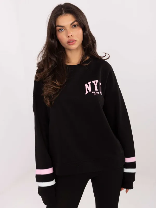 Casualowa bluza oversize z nadrukiem i pasami