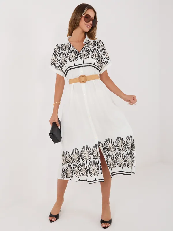 Sukienka szmizjerka midi z egzotycznym wzorem