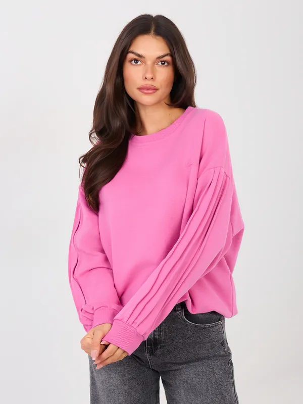 Bluza oversize z marszczonymi rękawami w stylu casual - widok 2