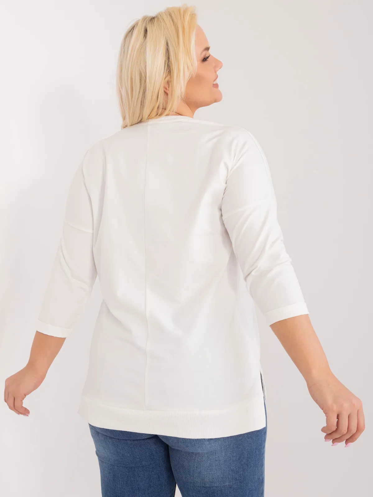 Casualowa bluzka z kwiatowym nadrukiem i rękawem 3/4 - zdjęcie 1