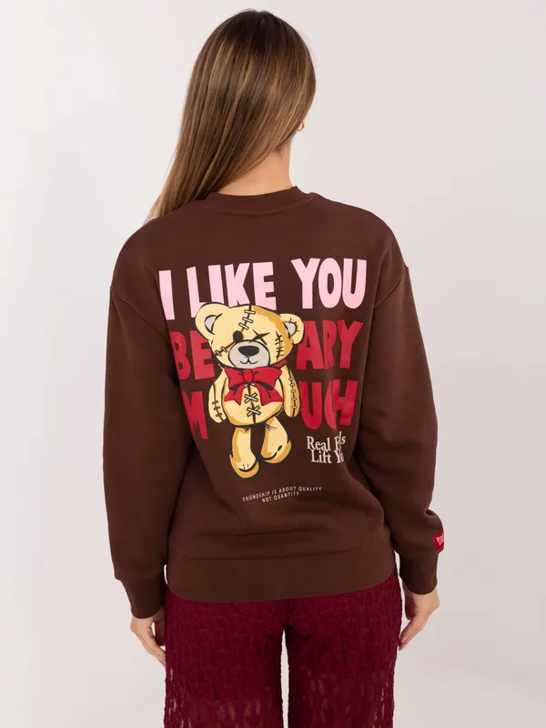 Bluza oversize z graficznym nadrukiem misiów - widok 2